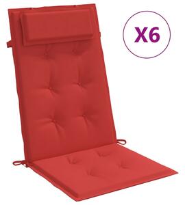 Stolsdynor för stolar med hög rygg 6 st röd oxfordtyg
