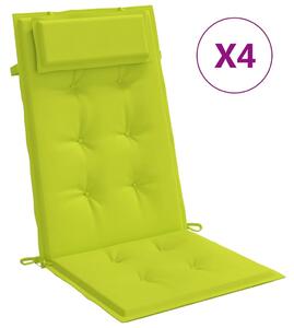 Stolsdynor för stolar med hög rygg 4 st ljusgrön oxfordtyg