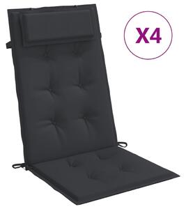 Stolsdynor för stolar med hög rygg 4 st svart oxfordtyg