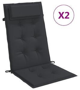 Stolsdynor för stolar med hög rygg 2 st svart oxfordtyg