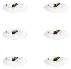 Set med 6 moderna infällda spotlights vita GU10 runda trimless - Oneon Honey