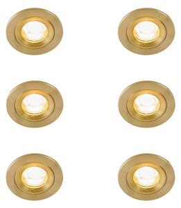 Set med 6 moderna infällda spotlights guld runda IP44 - Xena