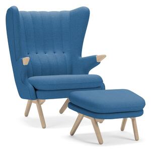 Skipper Furniture - Bamse Armchair w. Footrest / By Svend Skipper - Fåtölj - Hallingdal 723 / Soaped Oak - L81 x D87 x H100 x SH44 cm & L60 x D55 x H38/34 cm