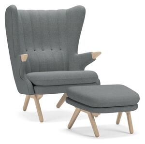 Skipper Furniture - Bamse Armchair w. Footrest / By Svend Skipper - Fåtölj - Hallingdal 130 / Soaped Oak - L81 x D87 x H100 x SH44 cm & L60 x D55 x H38/34 cm
