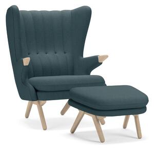 Skipper Furniture - Bamse Armchair w. Footrest / By Svend Skipper - Fåtölj - Focus Royal 66520 / Soaped Oak - L81 x D87 x H100 x SH44 cm & L60 x D55 x H38/34 cm