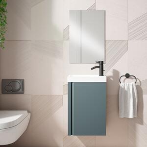 Tvättställsskåp Compakt 40 cm Blå med Handfat & Spegel