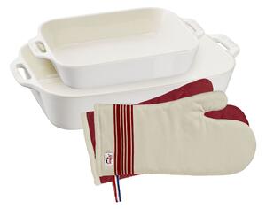 Staub Ugnform set 2 st med grytvantar, Elfenben-Vit