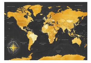 Självhäftande Fototapet - Map: Golden World - 245x175
