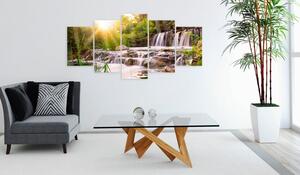 Tavla i akrylglas - Forest Waterfall - 100x50