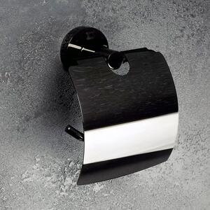 Toalettpappershållare med Lock Oslo Svart Blank