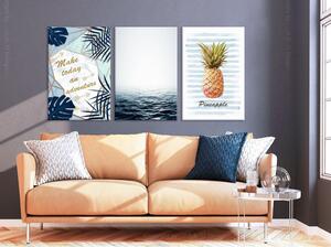 Canvas Tavla - Pineapple Quote (3 delar) - 120x60