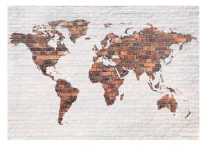 Fototapet - World Map: Brick Wall - 100x70