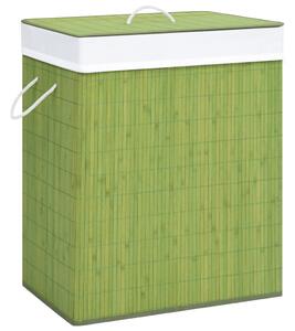 Tvättkorg bambu med 1 sektion grön 83 L