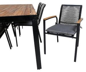 DALLAS BOIS Matbord 205x90 cm + 6 stolar | Utemöbler