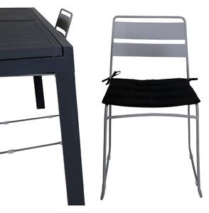 LINA MARBELLA Matbord 160/240x100 cm + 4 stolar - Grå/Svart | Utemöbler