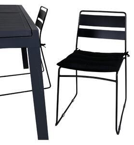LINA MARBELLA Matbord 160/240x100 cm + 4 stolar - Svart | Utemöbler