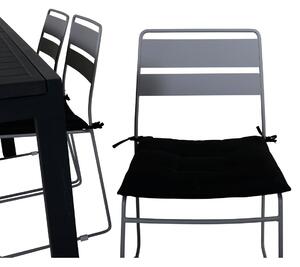LINA MARBELLA Matbord 160/240x100 cm + 6 stolar - Grå/Svart | Utemöbler