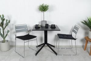 LINA WAY Matbord 70x70 cm + 2 stolar - Grå/Svart | Utemöbler