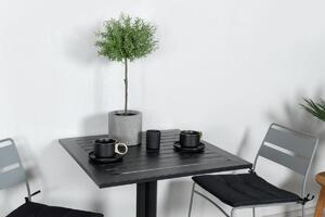 LINA WAY Matbord 70x70 cm + 2 stolar - Grå/Svart | Utemöbler