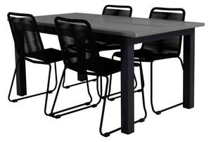 LINDOS ALBANY Matbord 160/240x100 cm + 4 stolar | Utemöbler