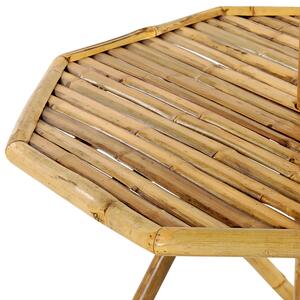 Bambu Bistrobord med Parasoll Naturligt trä 85 x 80 cm Fällbart Inomhus Utomhus Soffbord Beliani