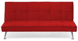 Sofa Bed Röd 3-sits Stickad Klädsel Klick Klack Metall Ben Beliani