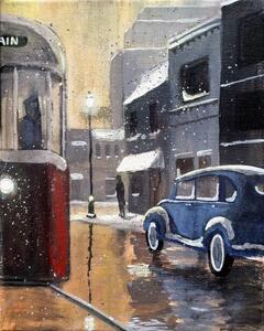 Illustration Streetcar in the Rain, Dave Rheaume Artist