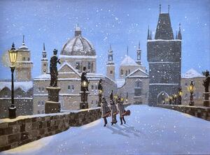 Illustration Prague Musicians Cross the Karluv Most, Dave Rheaume Artist