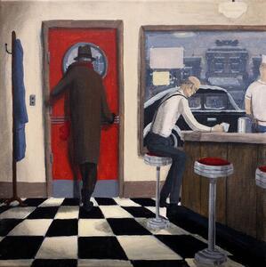 Illustration Vintage Diner Scene, Dave Rheaume Artist