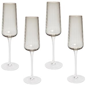 Champagneglas 4 st Grå Transparent Handblåsta 23 cl Set Coupe Glas Beliani