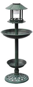 Fågelbad/matare med soldriven lampa - Grön
