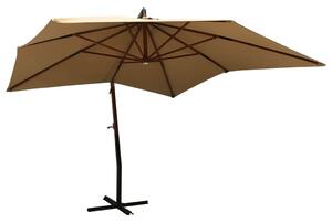 Frihängande parasoll med trästång 300 cm taupe