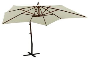 Frihängande parasoll med trästång 300 cm sandvit