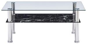 Soffbord med marmorutseende svart 100x60x42 cm härdat glas