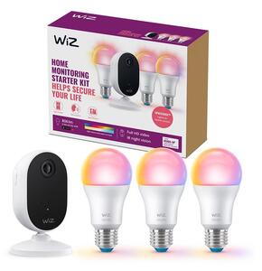 WiZ-Kit för monitoring the household:1xcamera+ 3xLED RGB glödlampa 8,5W/230V Wi-Fi