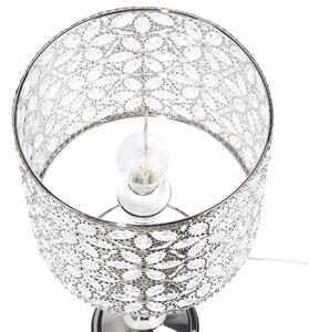 Bordslampa Silver Nickelmetall 58 cm Rund med Glamour Lampskärm Beliani