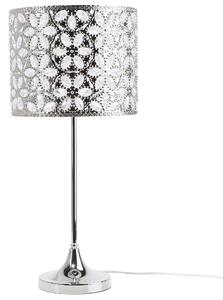Bordslampa Silver Nickelmetall 58 cm Rund med Glamour Lampskärm Beliani