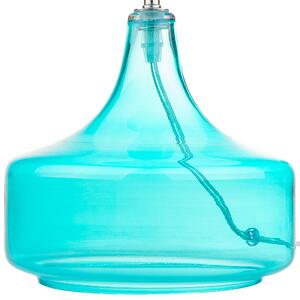 Bordslampa i Vitt/Ljusblått Glas Rund Modern Beliani