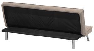 Sofa Bed Beige 3-sits Stickad Klädsel Klick Klack Metall Ben Beliani