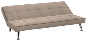 Sofa Bed Beige 3-sits Stickad Klädsel Klick Klack Metall Ben Beliani