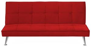 Sofa Bed Röd 3-sits Stickad Klädsel Klick Klack Metall Ben Beliani