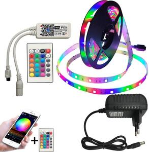 Premium RGB LED-list 2835, 5 meter, fjärrkontroll, android & iOS