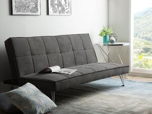 Sofa Bed Grå 3-sits Stickad Klädsel Klick Klack Metall Ben Beliani