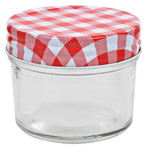 Syltburkar i glas med vita och röda lock 24 st 110 ml - Röd