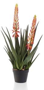 Emerald Konstväxt Aloe i kruka med 2 blommor 80 cm