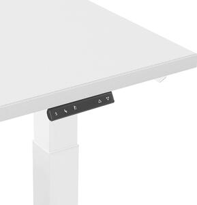 Elektriskt Justerbart Skrivbord Vit Grå Bordsskiva Pulverlackerad Stålram Sitta/Stå 130 x 72 cm Modern Beliani