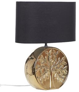 Bordslampa Guld Keramik 49 cm Glam Nattlampa Skärm Trädmotiv Glansig Sovrum Vardagsrum Beliani