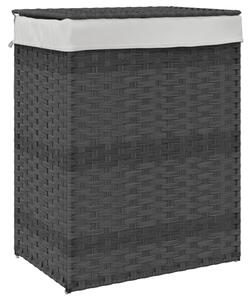 Tvättkorg med lock grå 46x33x60 cm konstrotting