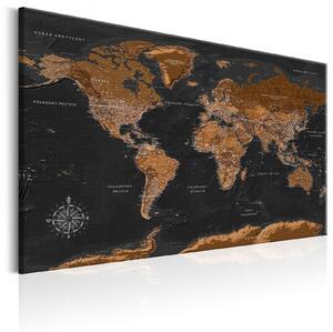 Canvas Tavla - Brown World Map (PL) - 90x60