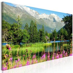 Canvas Tavla - Spring in the Alps Narrow - 90x30